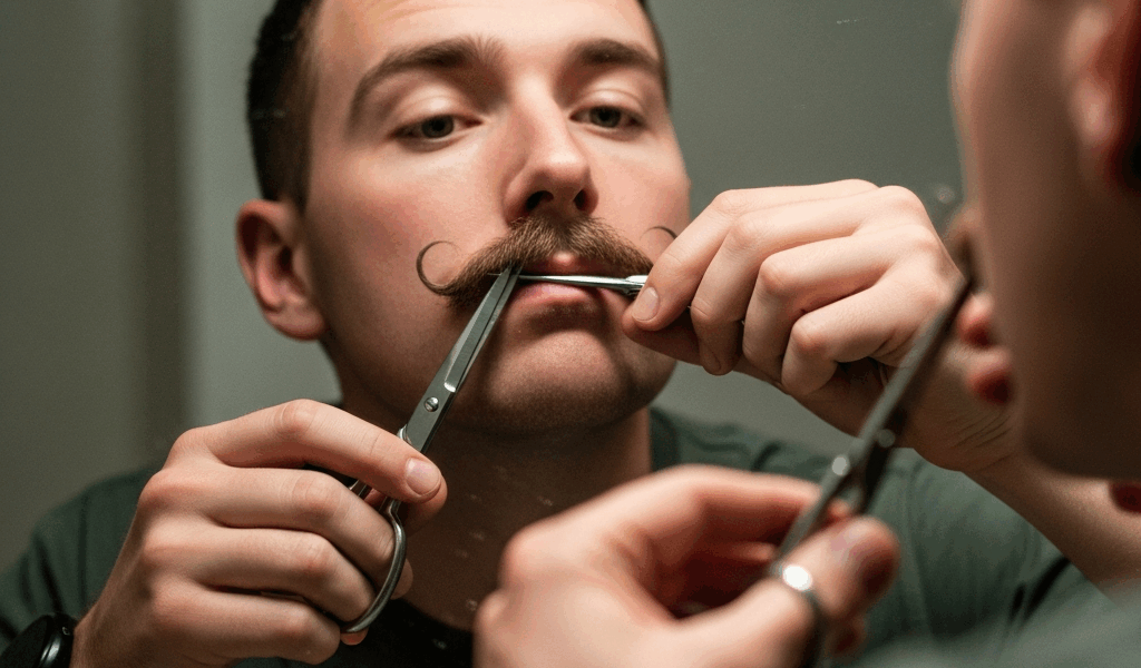 a close up of a man carefully trimming a military regulation 20260410 073609