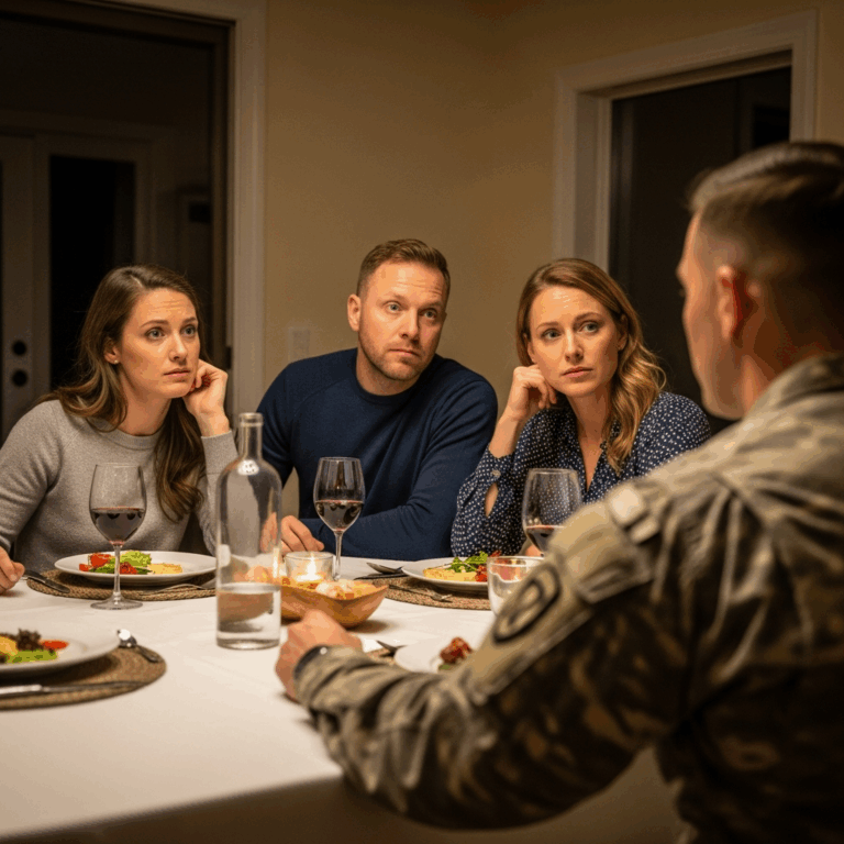 a confused civilian couple sitting at a dinner table across 20260410 075739
